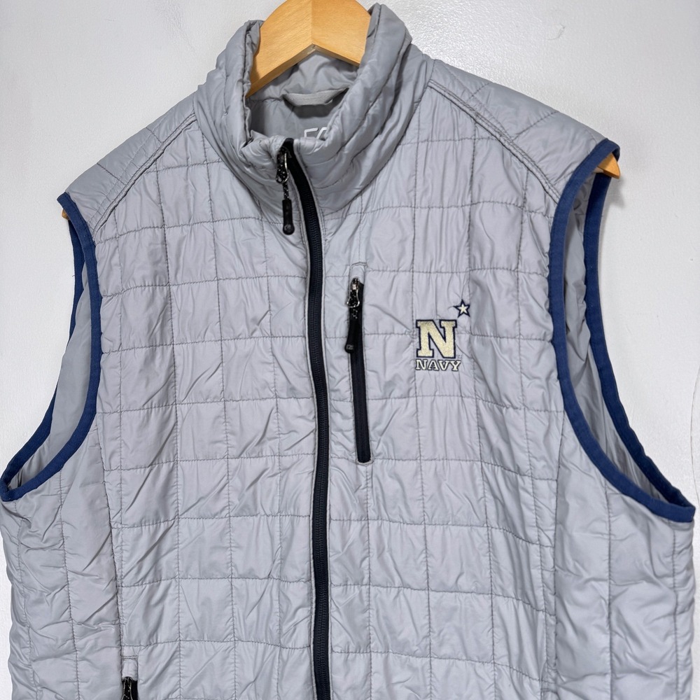 Navy Midshipmen Quilted Puffer Vest Men Large Gray Cutter & Buck WeatherTec - Picture 3 of 11